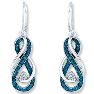 Silver and Blue Infinity Earrings - New
